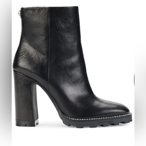 KARL LAGERFELD PARIS STYLE PEPPY BLACK GRAIN LEATHER BOOTIE SIZE 7.5 - Picture 2 of 15